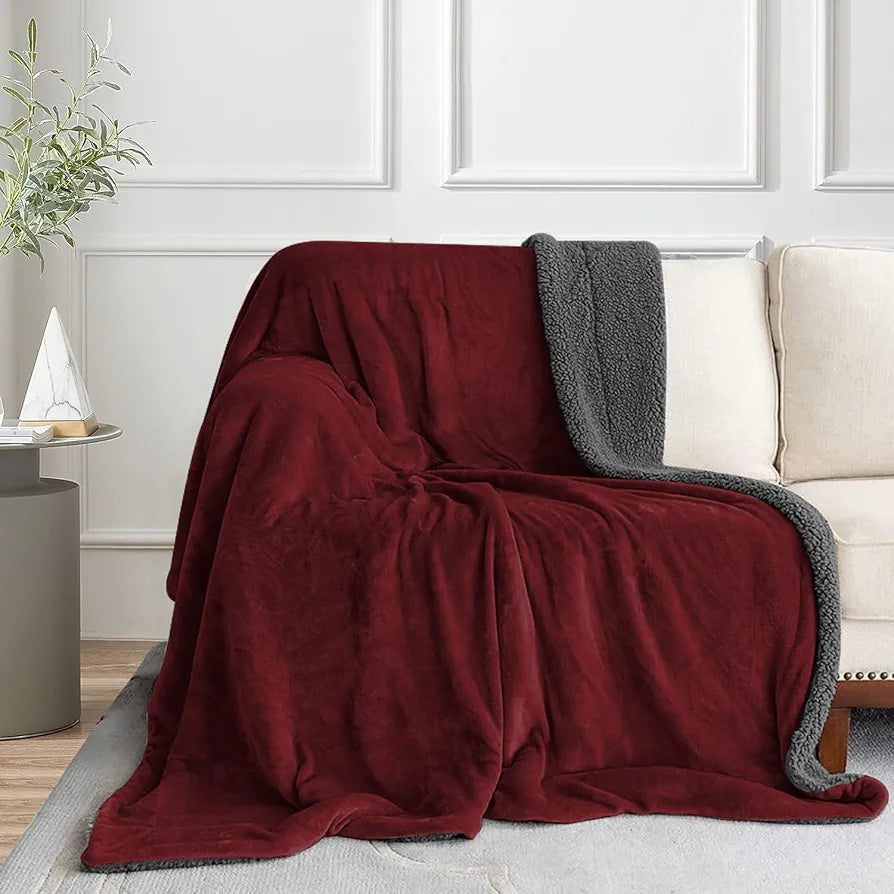 Cloth Fusion Fleece Sherpa Blanket for Winter Single Bed 400GSM,Soft Quilt Blanket for Comfort & Warmth